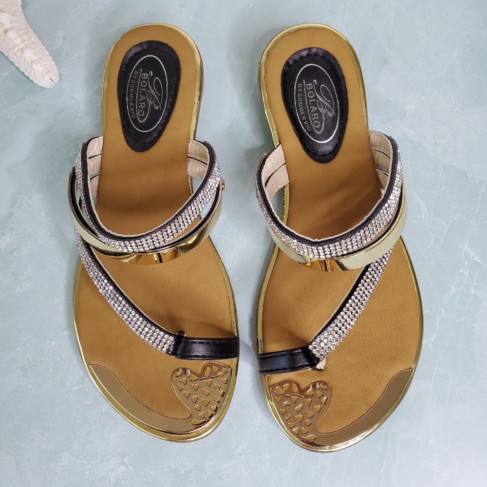 NEW! Silver Toe Ring Rhinestone Sandals - Picture 3 of 5